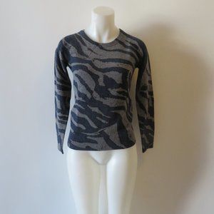 T.S. SOCIETY GREY AND BLUE ZEBRA PRINT SWEATER XS*